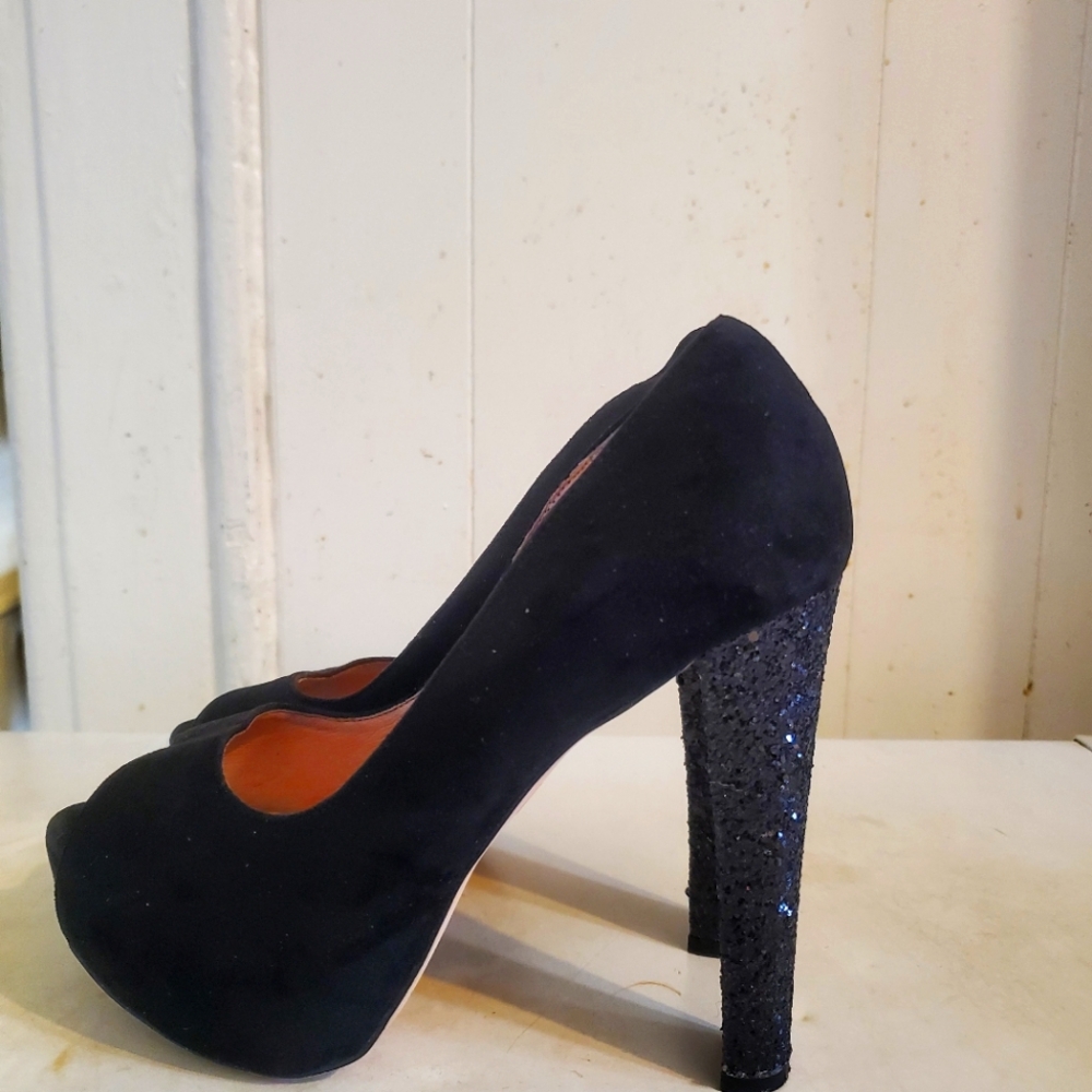 Black High Hell Open Toe Shoes